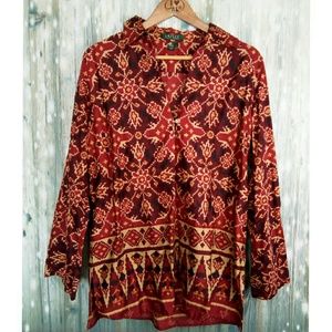 Lauren Ralph Lauren fall colors long sleeve red large